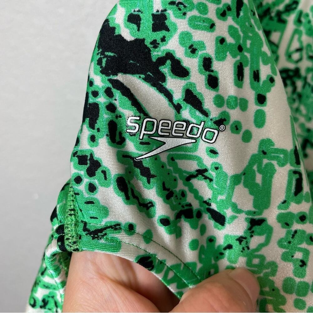 Vintage SPEEDO One Piece Swimsuit Neon Green Print Size 6 - Picture 3 of 8